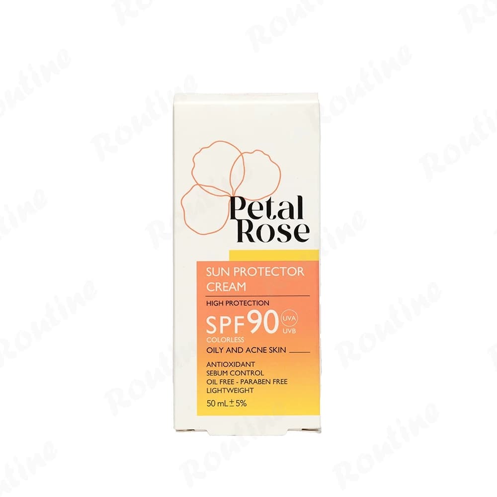 کرم ضد آفتاب بی رنگ پتال رز مناسب پوست چرب SPF90 — تصویر 3