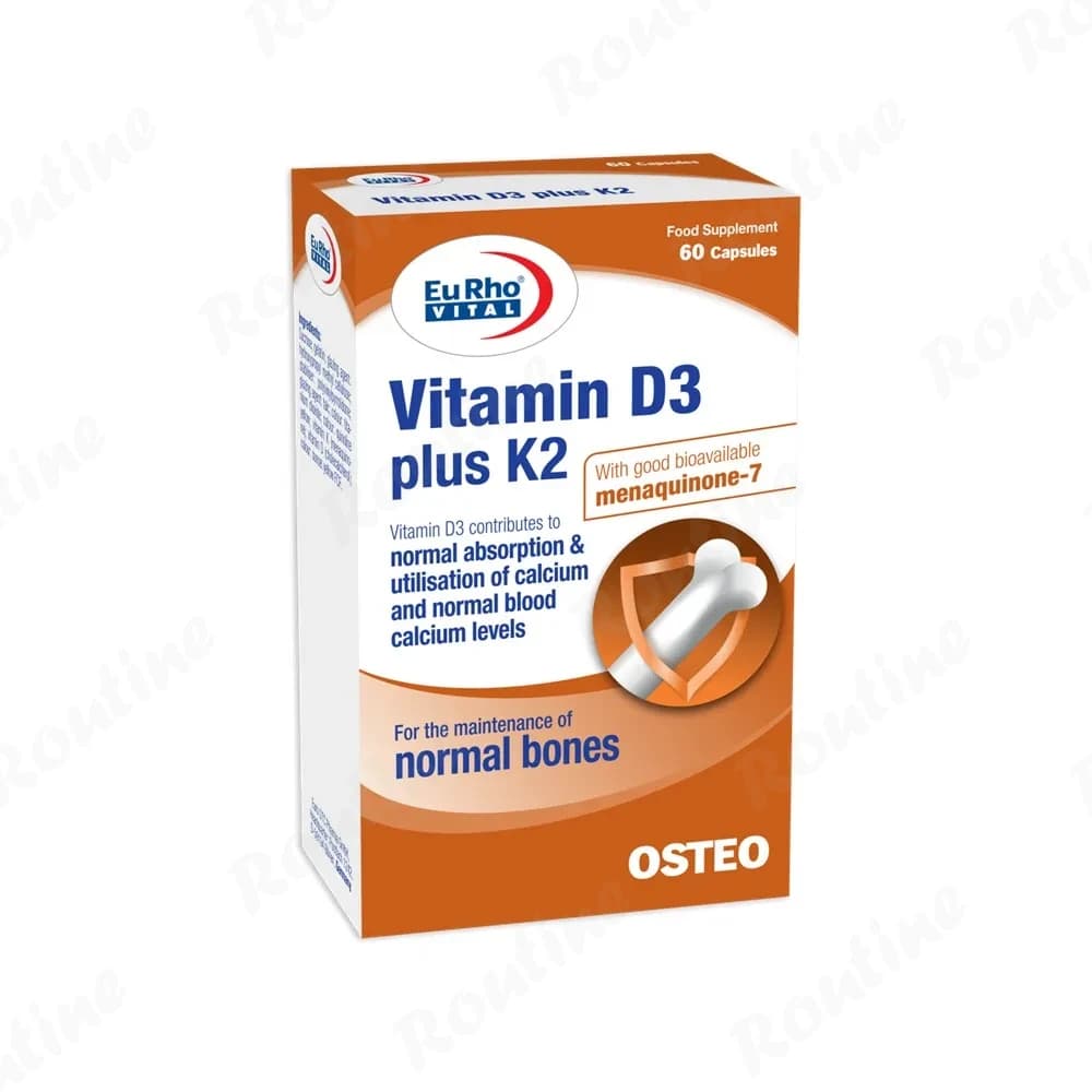 کپسول ویتامین D3 1000 پلاس K2 یوروویتال 60 عدد