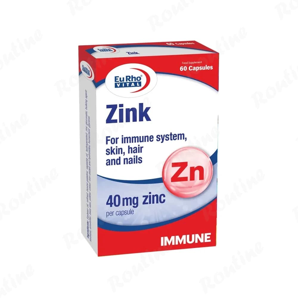 کپسول زینک پلاس یوروویتال 40 میلیگرم 60 عدد