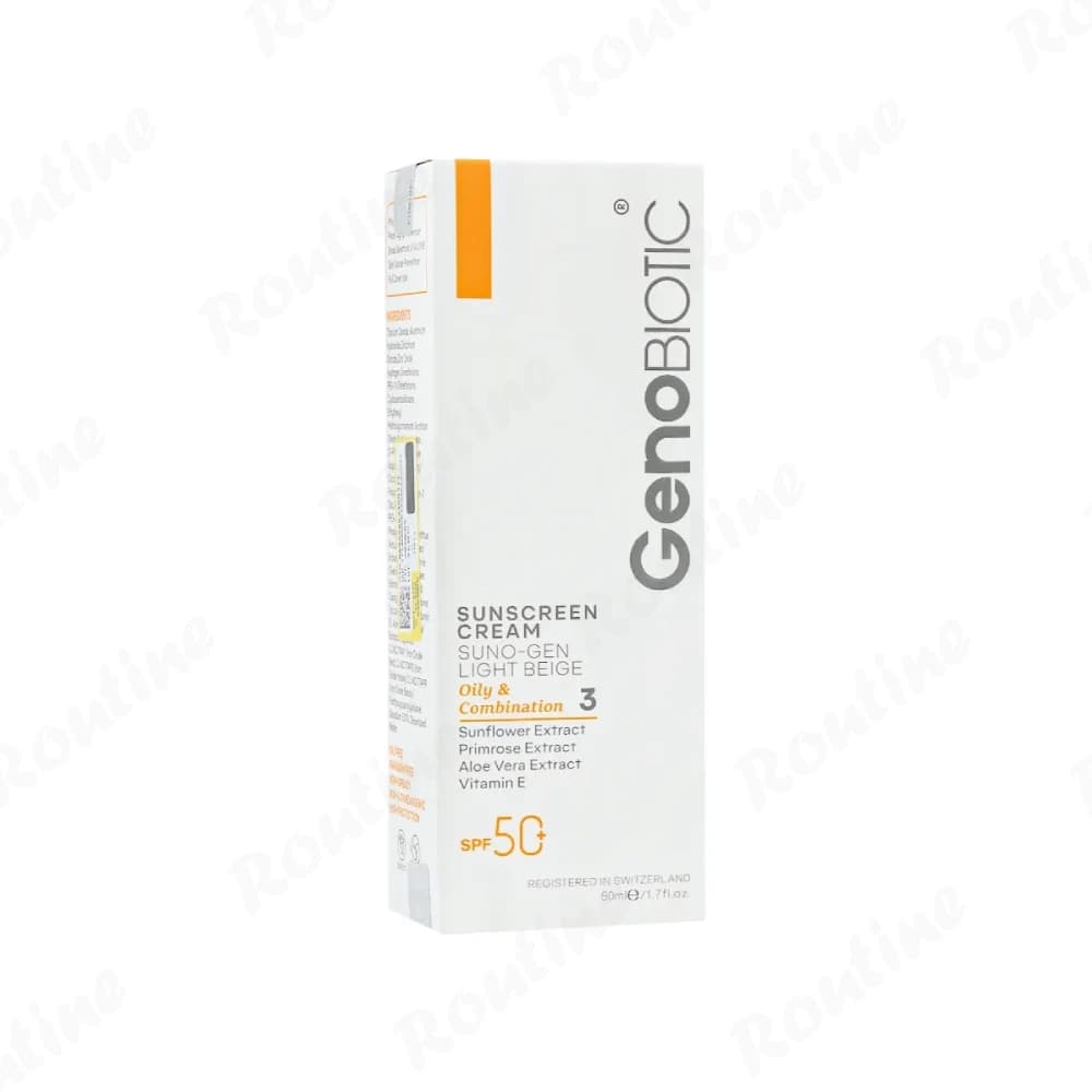 کرم ضد آفتاب SPF50 بژ روشن ژنوبایوتیک